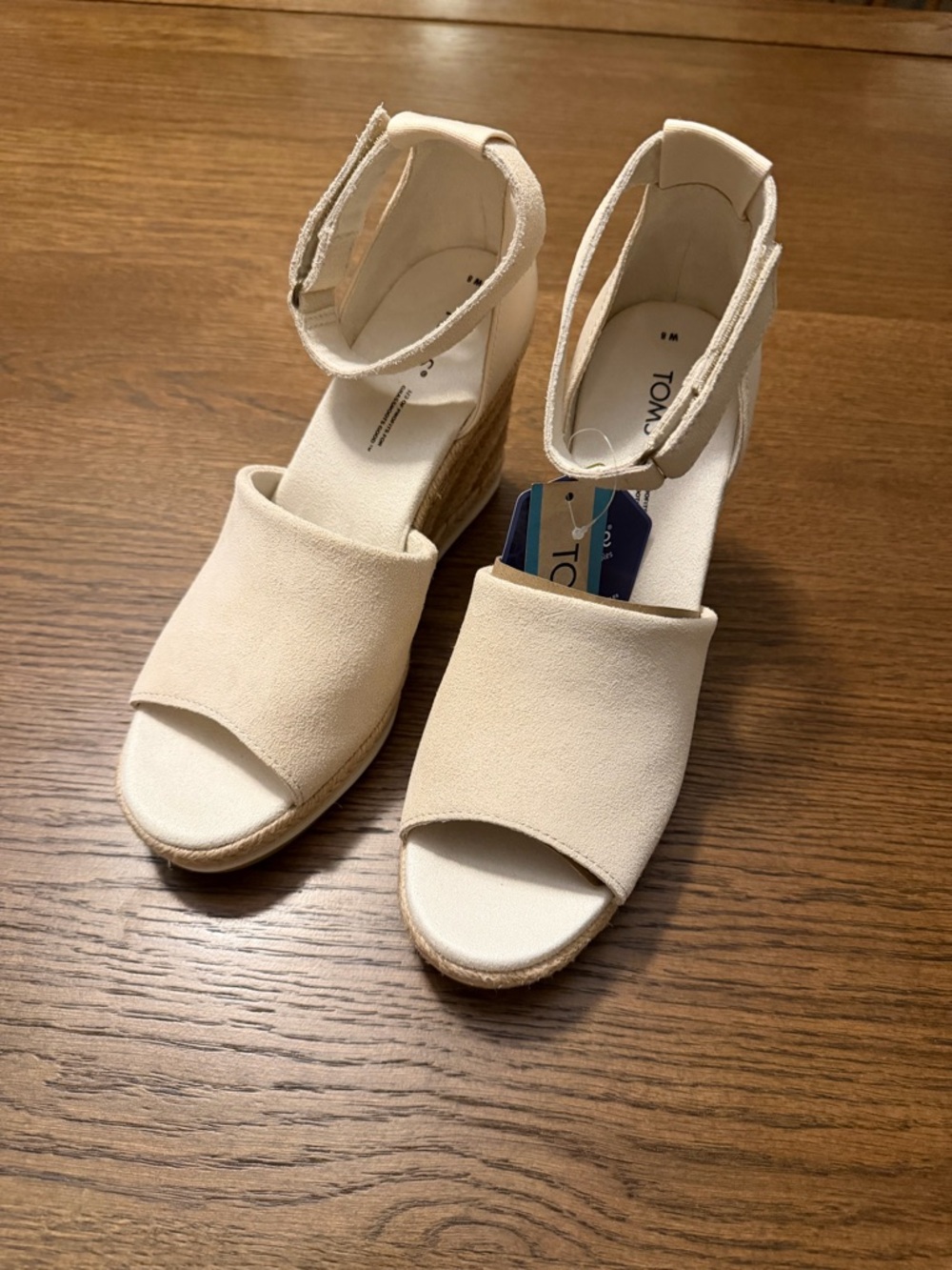 NWB Tom’s Marisol Beige Suede and Canvas Wedges